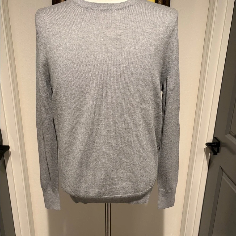 Banana Republic Men's Fine Marino Wool Light Gray Crewneck Sweater